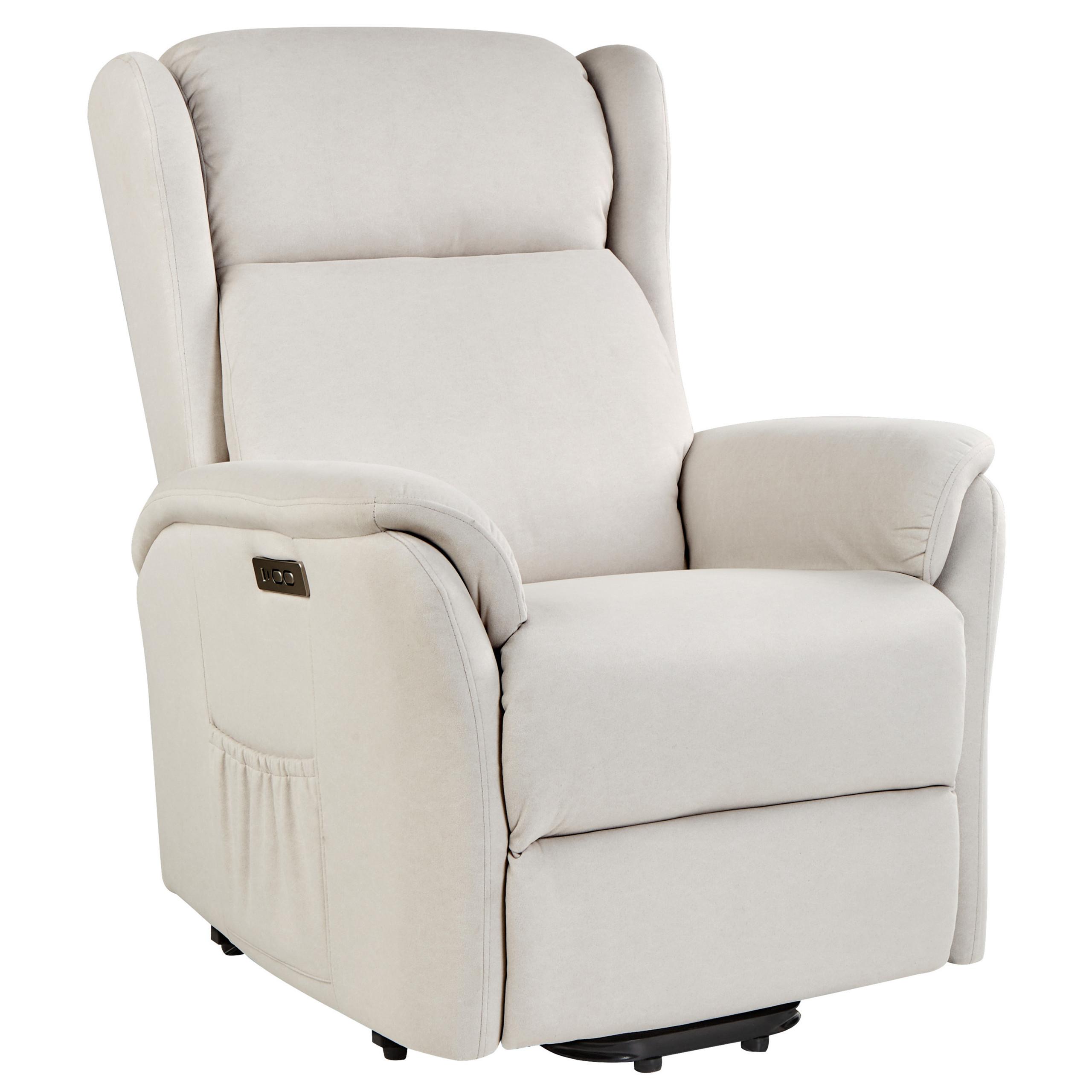 SESSEL creme USB-Port elektrisch verstellbar Elegy - Creme, Textil (72/86/80cm) - Beliani