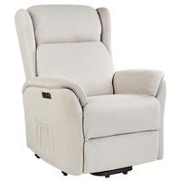 SESSEL creme USB-Port elektrisch verstellbar Elegy - Creme, Textil (72/86/80cm) - Beliani