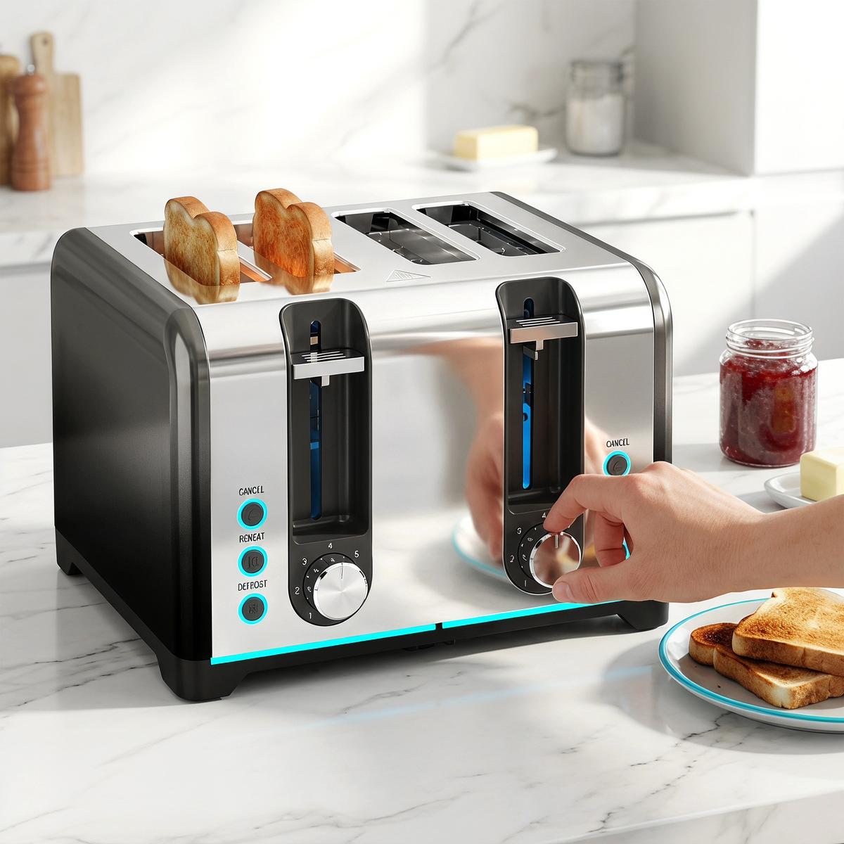 TOASTER Stahl Schwarz - Schwarz, Metall (15.6/18.9/26.4cm) - HOMCOM