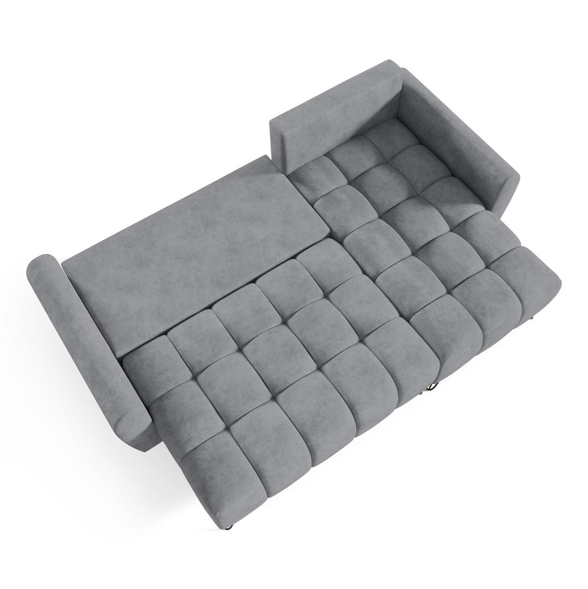 ECKSCHLAFSOFA Malaga Mini universeller Ottomane, Hellgrau - Hellgrau/Schwarz, Textil (222/148cm) - Beautysofa