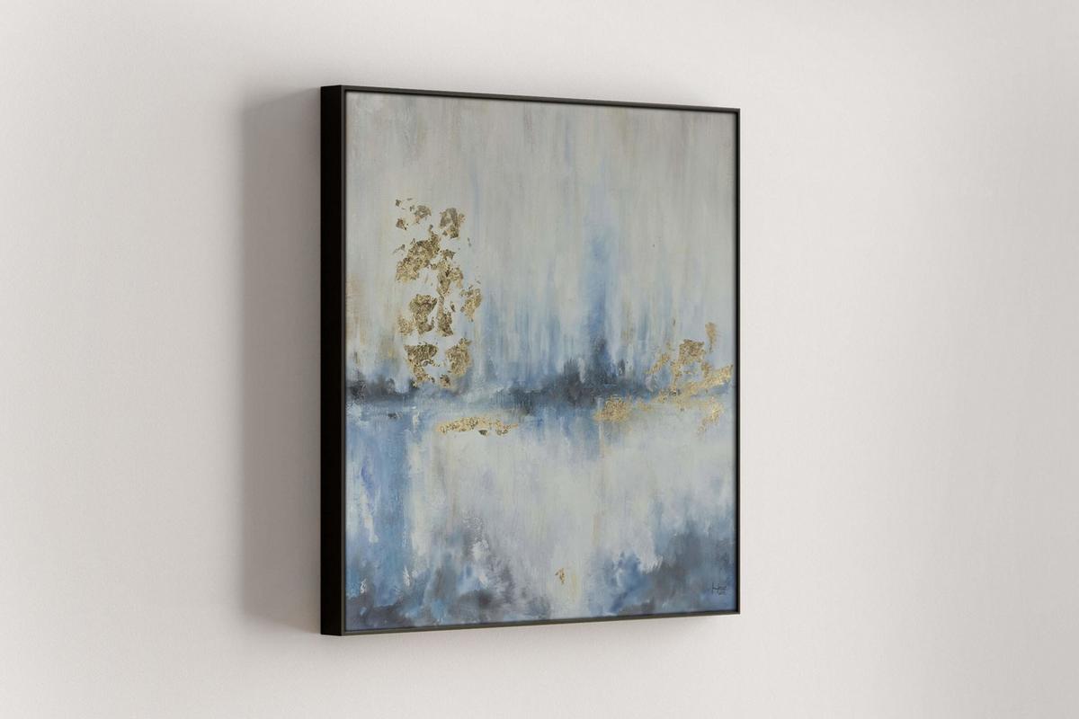 ACRYLBILD HANDGEMALT 80/80 cm - Blau/Beige, Holz/Textil (80/80cm) - KUNSTLOFT