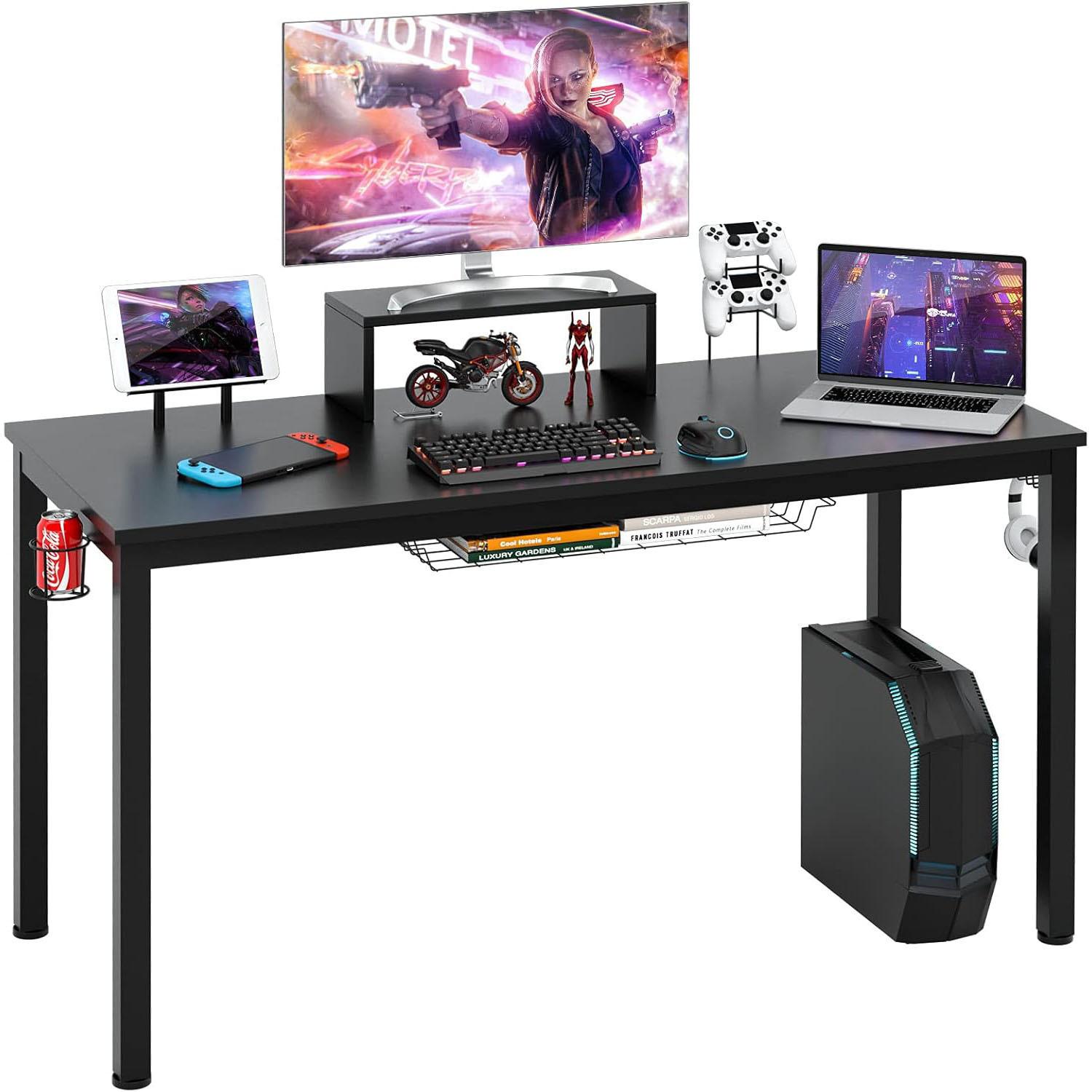 COMPUTERTISCH Schwarz - Schwarz, Holzwerkstoff (60/155/90cm) - COSTWAY