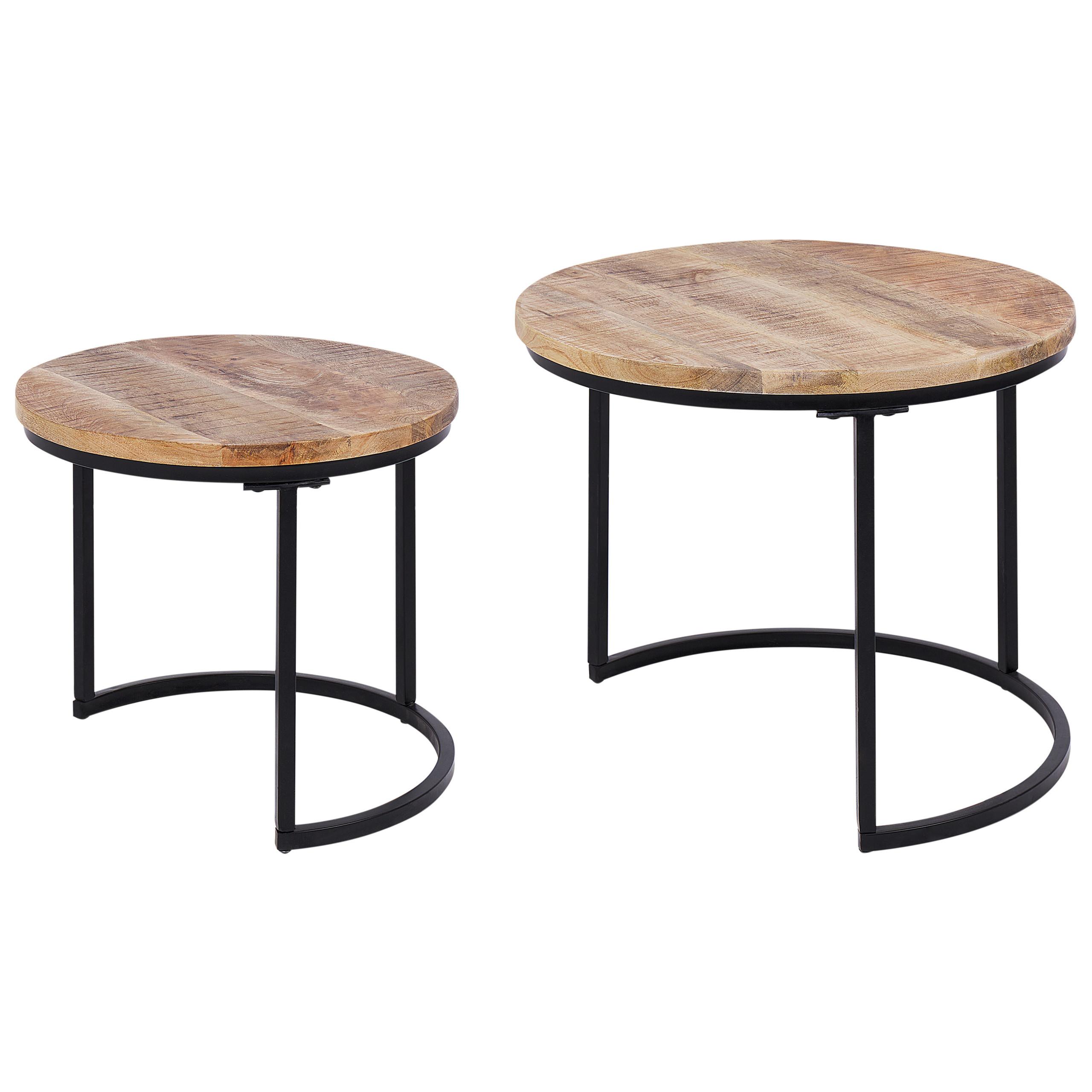 COUCHTISCH 2er-Set Braun - Schwarz, Holz (50/50/40cm) - Beliani