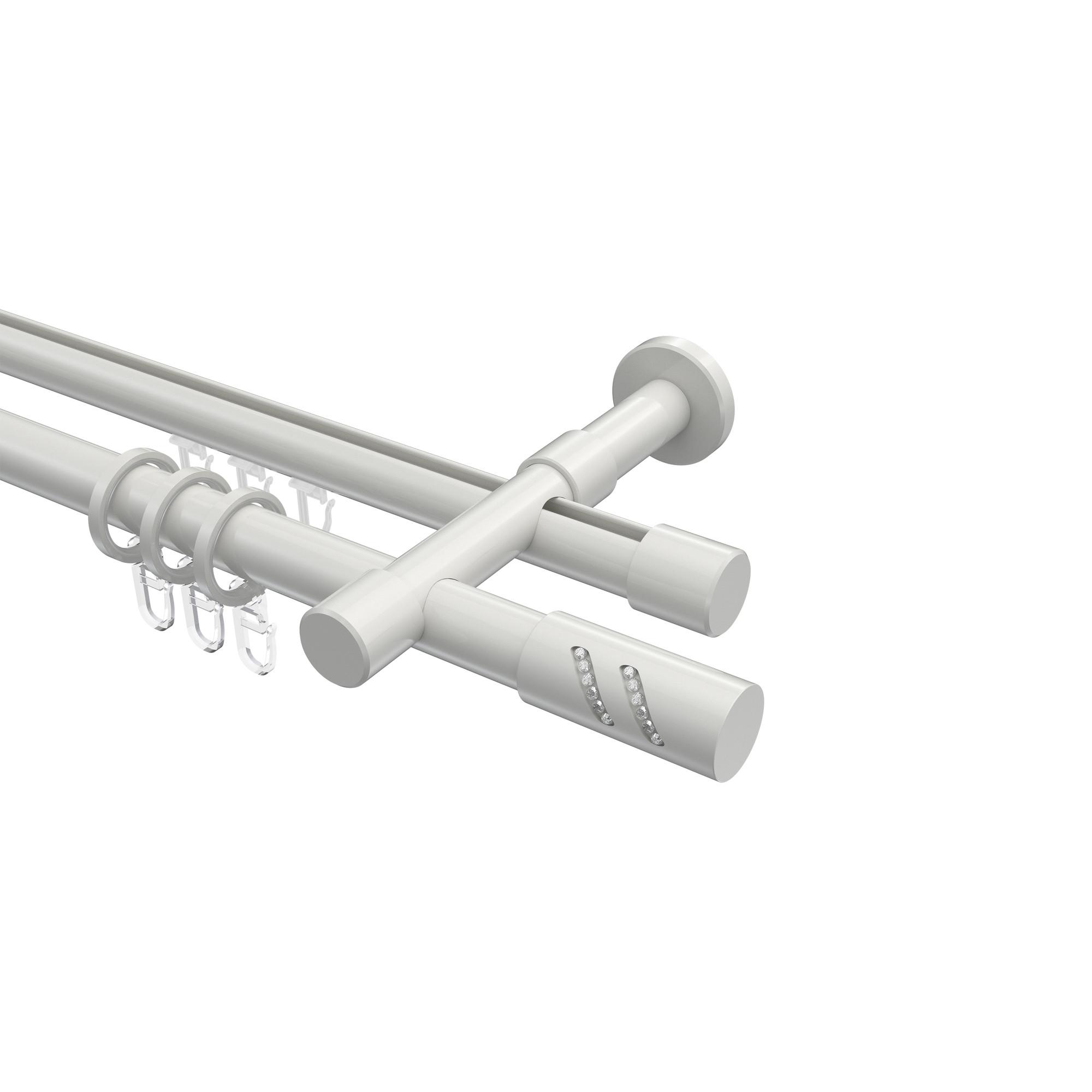 GARDINENSTANGE RUNDROHR-INNENLAUF Prestige Zoena 260 cm (geteilt in 2 x 130 cm), 2-läufig, 20 mm Ø Weiß - Weiß, Metall (260cm) - INTERDECO