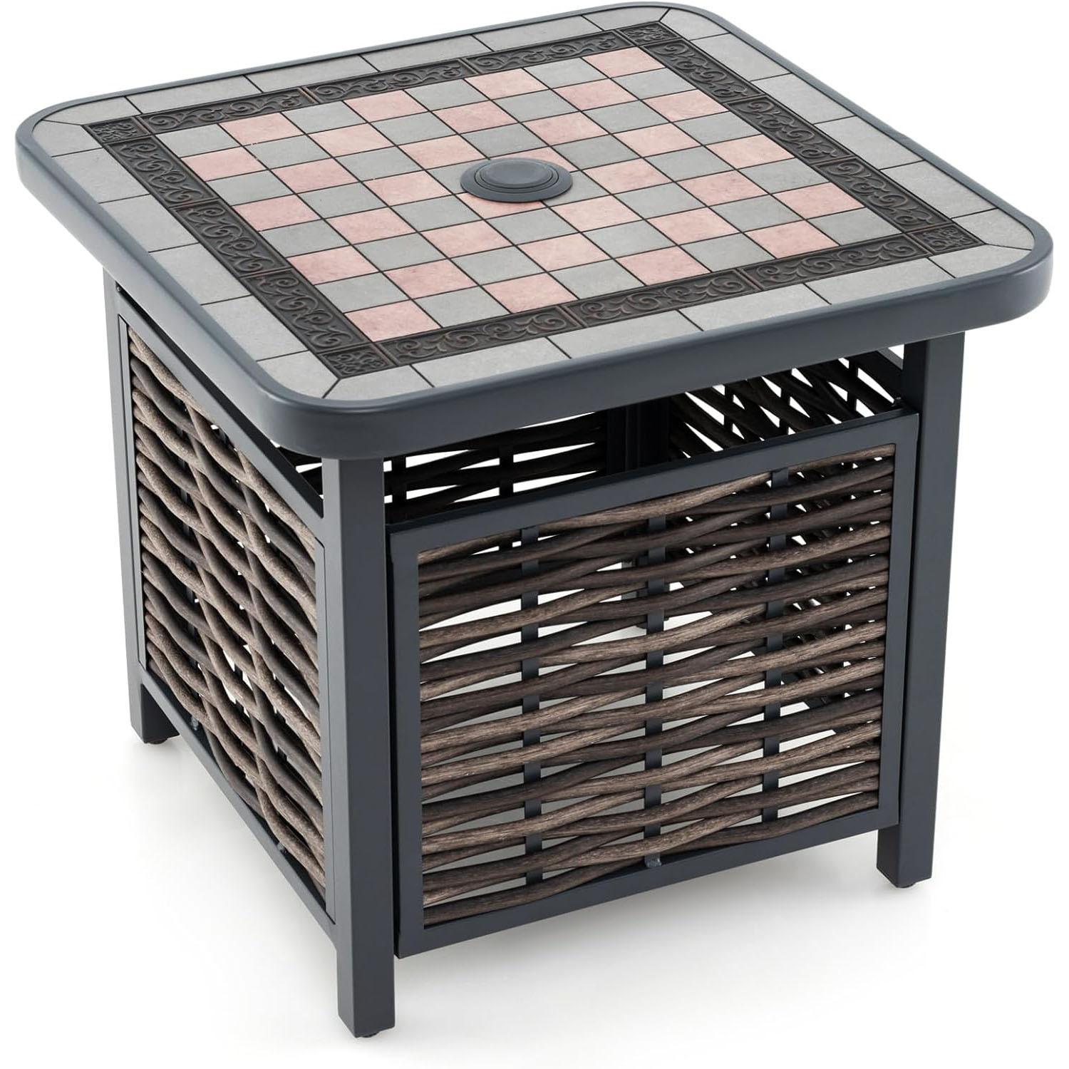 BEISTELLTISCH Braun - Braun, Kunststoff (55/55/50cm) - COSTWAY