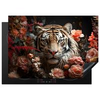 HERDABDECKPLATTE Tiger - Tier - Natur - Floral - Botanisch Herdabdeckung Induktionsfeld 75x52 cm - Orange, Kunststoff (75/52/0.2cm) - MuchoWow