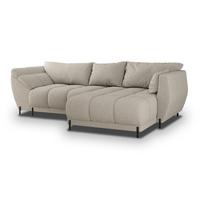 ECKSOFA VESTANO R-S Beige Boucle-Stoff mit Schlaffunktion - Beige, Holz (287/182cm) - MASSENO