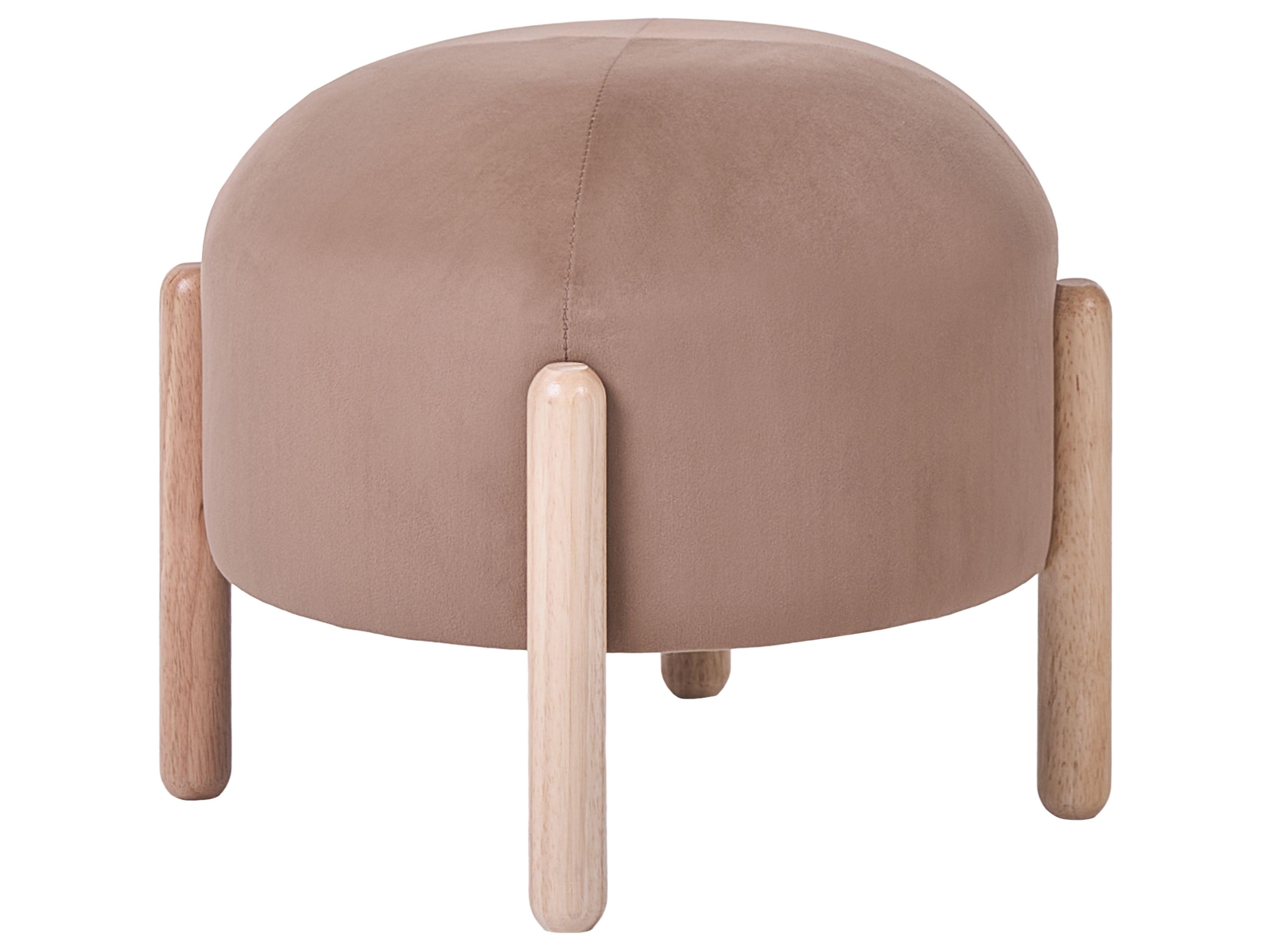 HOCKER Samtstoff Hellbraun Helen - Hellbraun, Textil (40/38/40cm) - Beliani