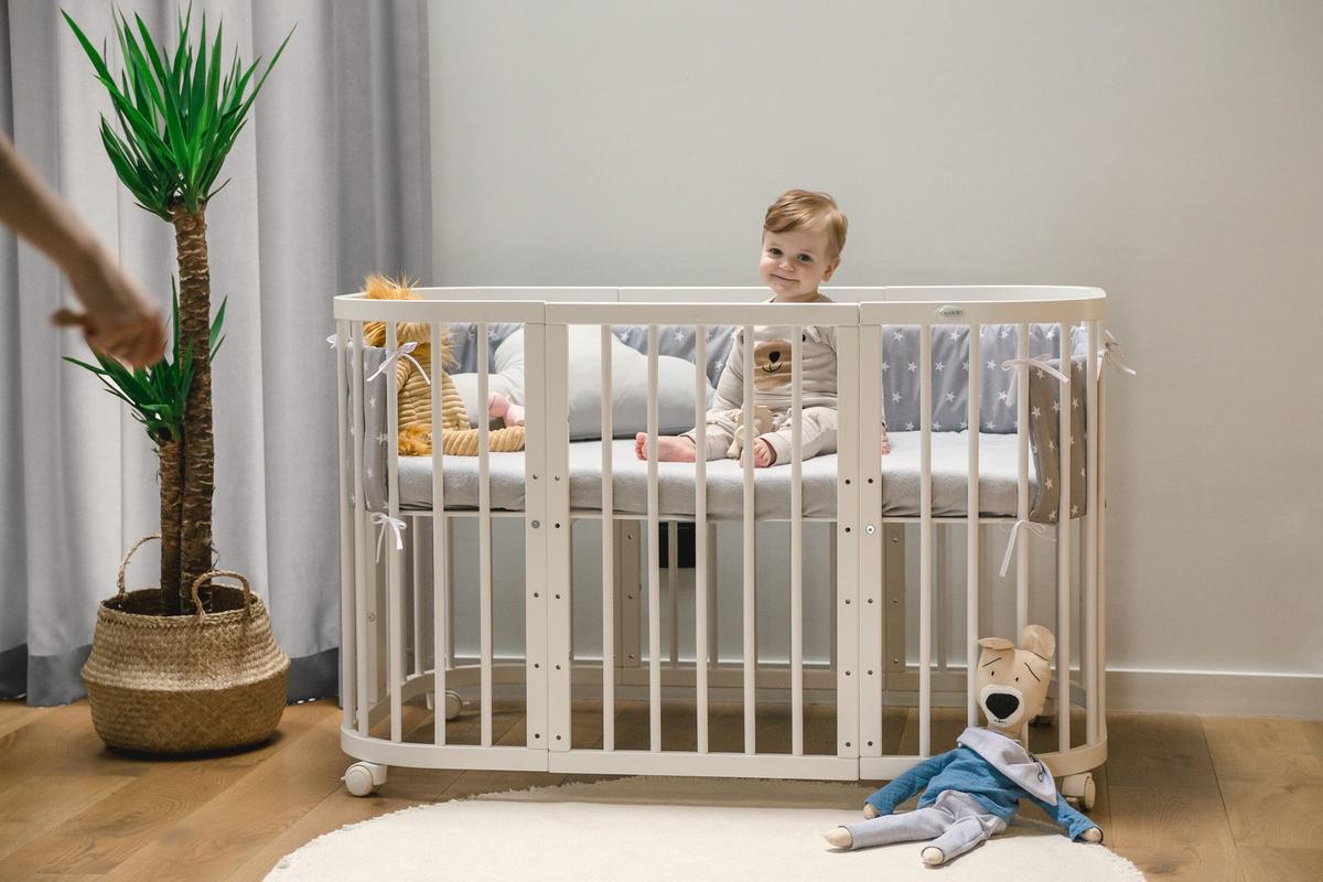 BABYBETT WHITE, 7in1 mit Matratze - Weiß, Holz (73/123cm) - waldin