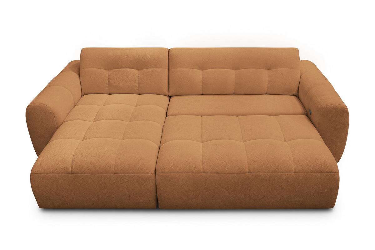 ECKSOFA LUMERO 4-Sitzer LINKS, orange - Schwarz/Orange, Holz/Textil (275/166cm) - Courtois Laville