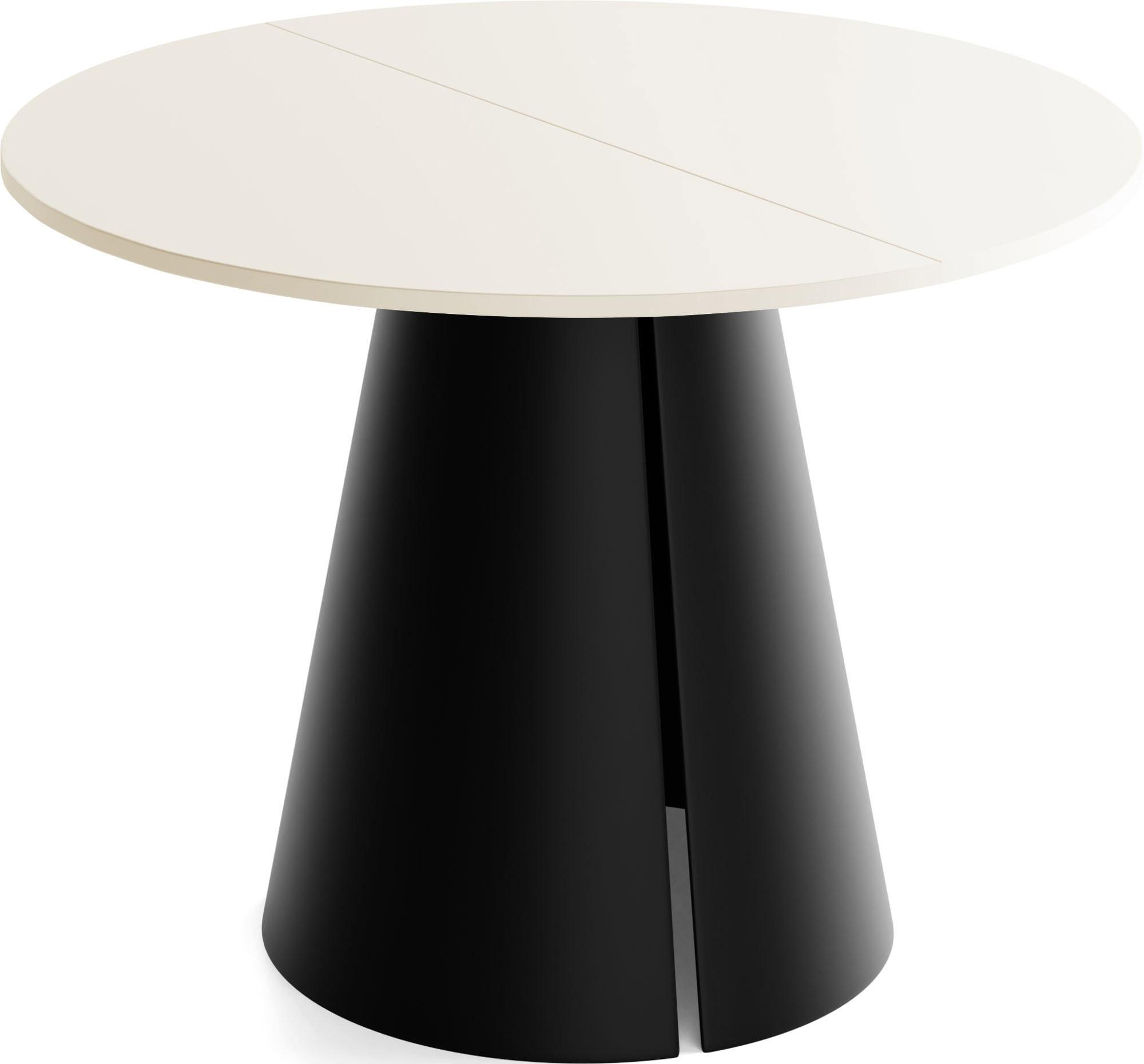ESSTISCH Lamio runder ausziehbarer, Beige Cashmere 100-180/100/76 cm - Kaschmir/Beige, Holzwerkstoff/Metall (100/176/76cm) - WFL GROUP