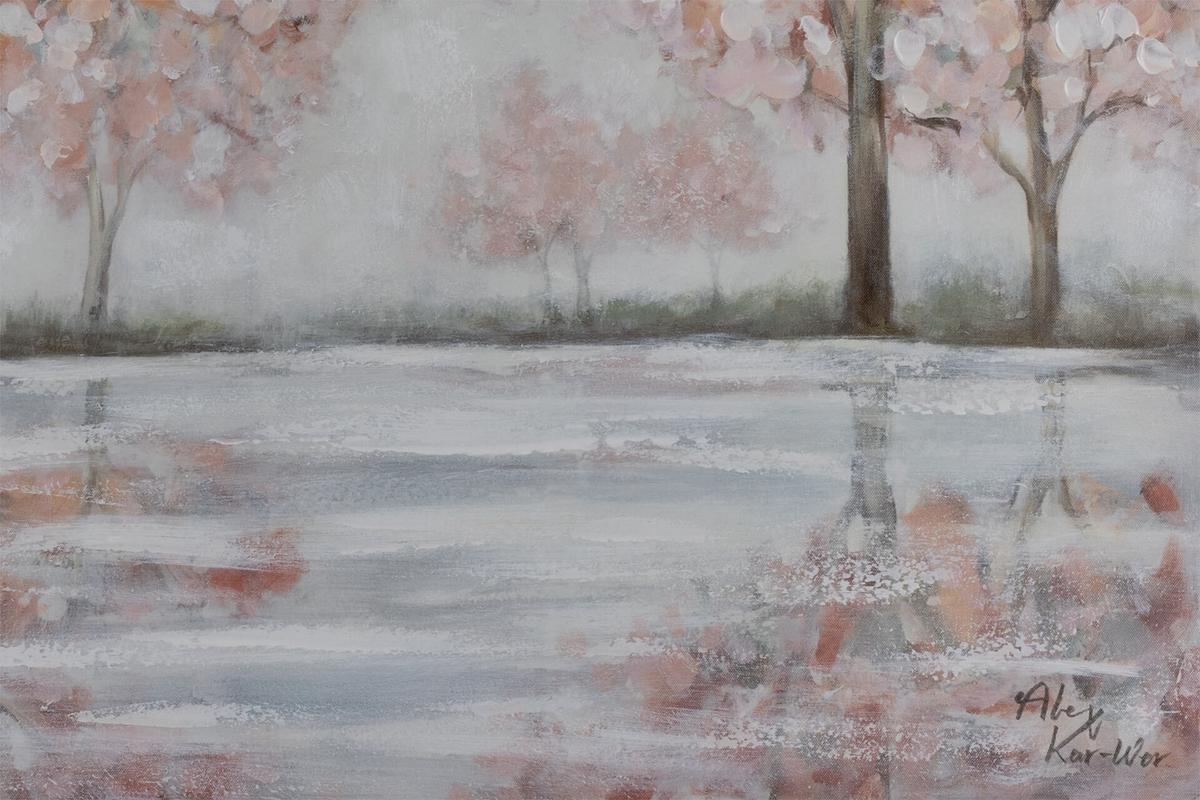 ACRYLBILD HANDGEMALT 100/75 cm - Pink/Grau, Holz/Textil (100/75cm) - KUNSTLOFT