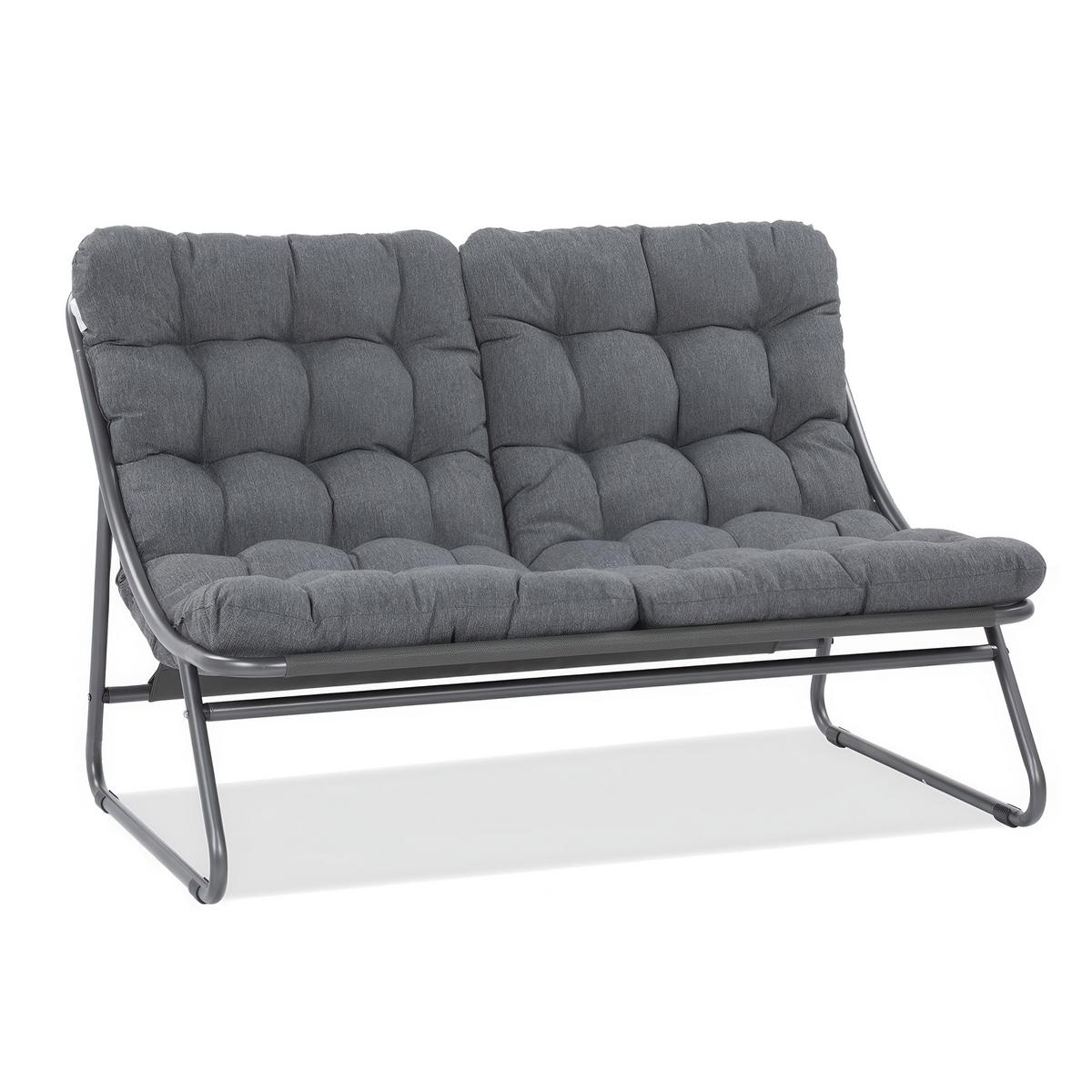 GARTENSET Solaro , aus Metall, 2 Sessel + 2-Sitzer Sofa + Couchtisch, Dunkelgrau - Dunkelgrau, Metall - Beautysofa