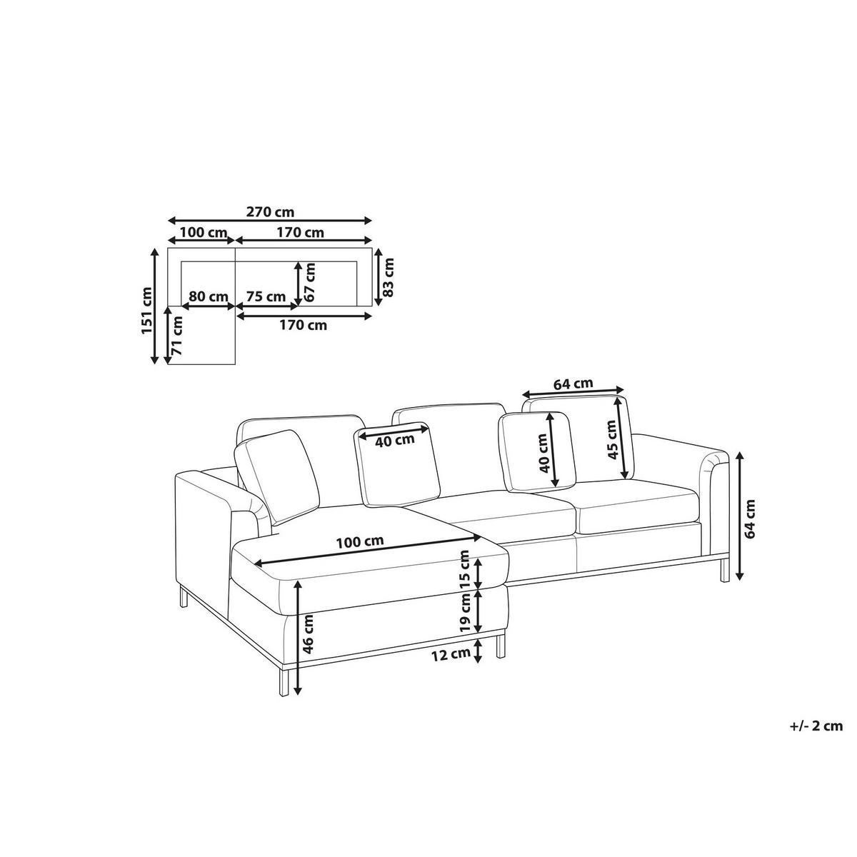 ECKSOFA 4-Sitzer Bouclé Weiß rechtsseitig Oslo - Schwarz/Weiß, Textil (270/151cm) - Beliani