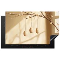 HERDABDECKPLATTE Beige - Osterkuchen - Eier Ceranfeldabdeckung 85x52 cm - Beige, Kunststoff (85/52/0.2cm) - MuchoWow