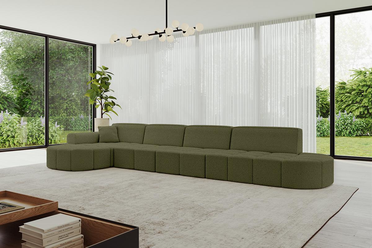 ECKSOFA Ottomane Links LIVO-L3 - 422x173x79,5 cm Grün - Grün, Holzwerkstoff/Textil (422/173cm) - ALTDECOR