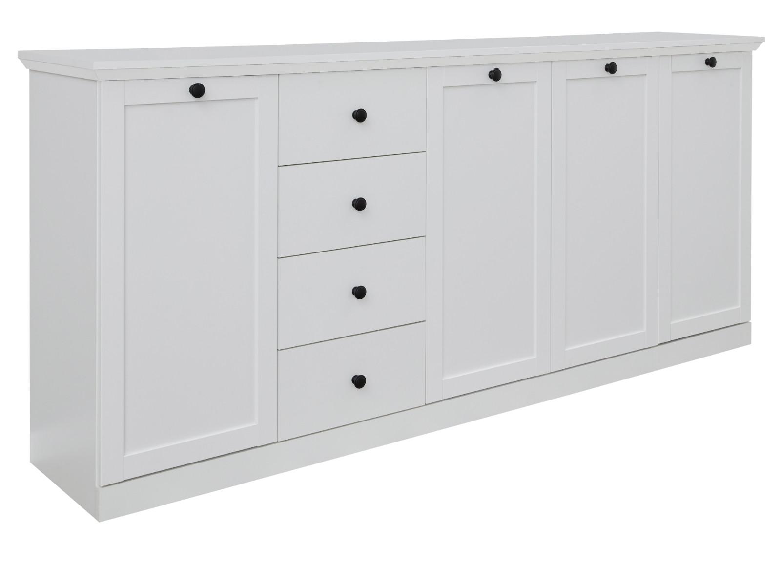 SIDEBOARD weiß, 195 x 88 cm Kommode im Landhausstil - Silberfarben/Weiß, Holzwerkstoff/Metall (195/88/41cm) - Top.Furn