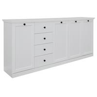 SIDEBOARD weiß, 195 x 88 cm Kommode im Landhausstil - Silberfarben/Weiß, Holzwerkstoff/Metall (195/88/41cm) - Top.Furn