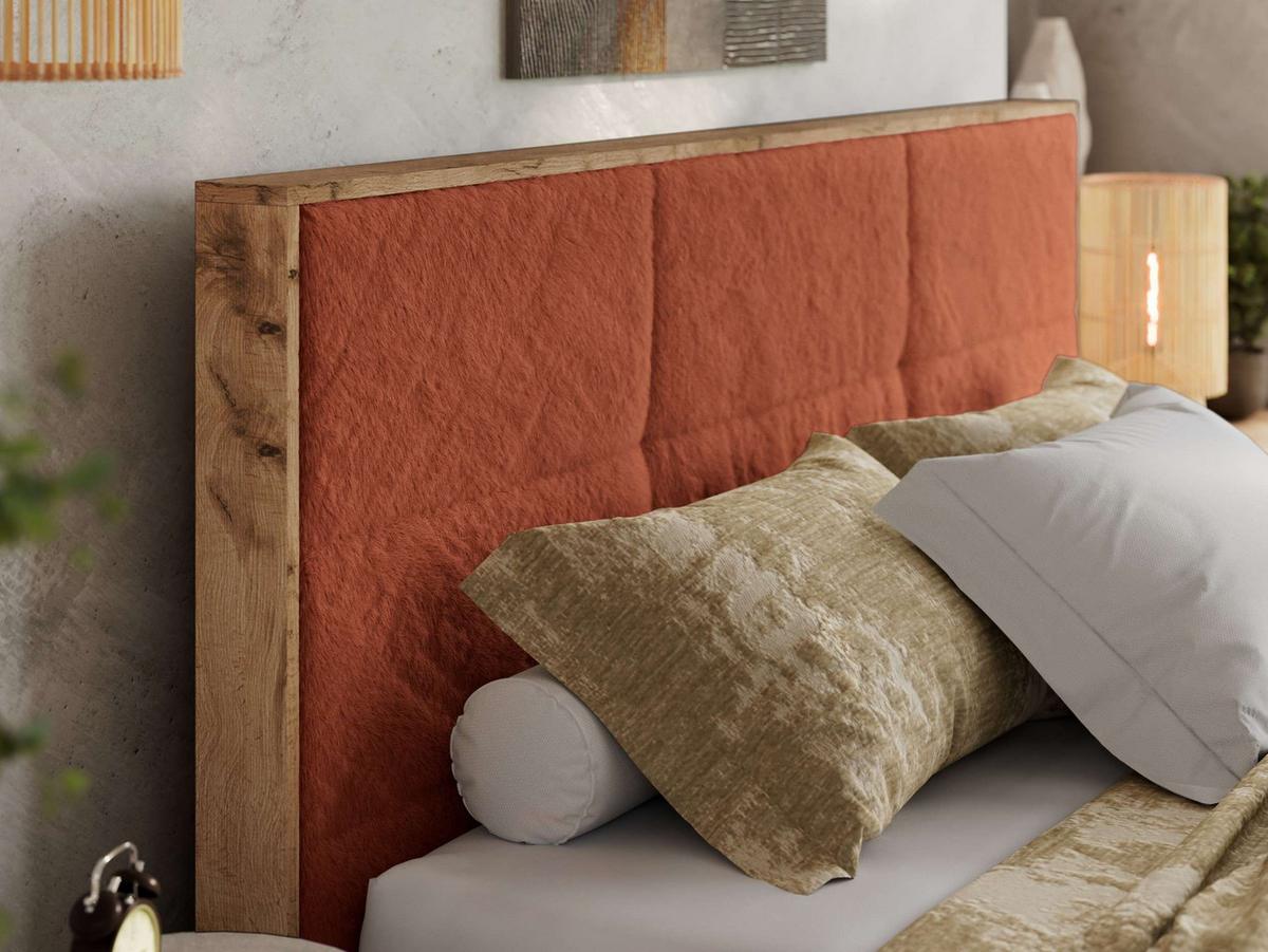 POLSTERBETT LERIO CLASSIC 160/200 - Orange Plüsch - Multipocket-Matratze - Orange, Textil (160/200cm) - MKS