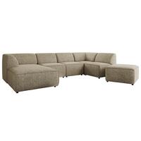 WOHNLANDSCHAFT MODARO U 6M - Dunkelbeige Struktur - Links - Schwarz/Cappuccino, Textil (180/78/345cm) - MKS
