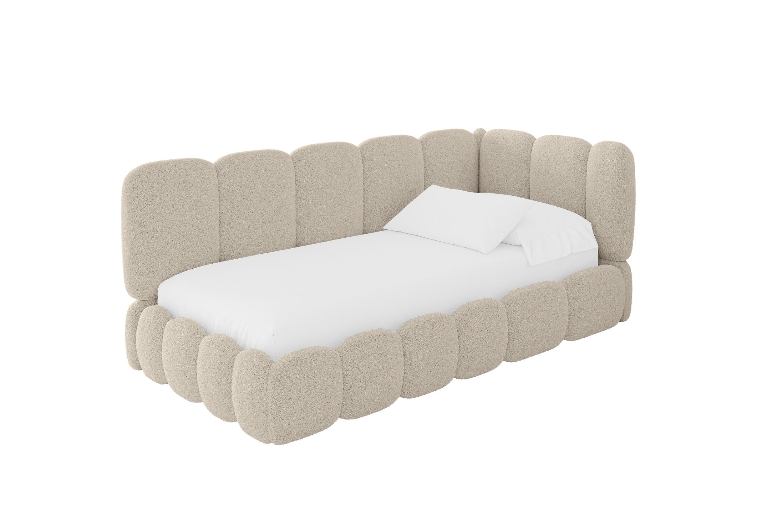 EINZELLBETT Jugendbett mit Bettkasten, Links - AVRY 80x200 Dunkelbeige - Cappuccino, Holzwerkstoff/Textil (80/200cm) - ALTDECOR