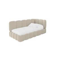 EINZELLBETT Jugendbett mit Bettkasten, Links - AVRY 80x200 Dunkelbeige - Cappuccino, Holzwerkstoff/Textil (80/200cm) - ALTDECOR