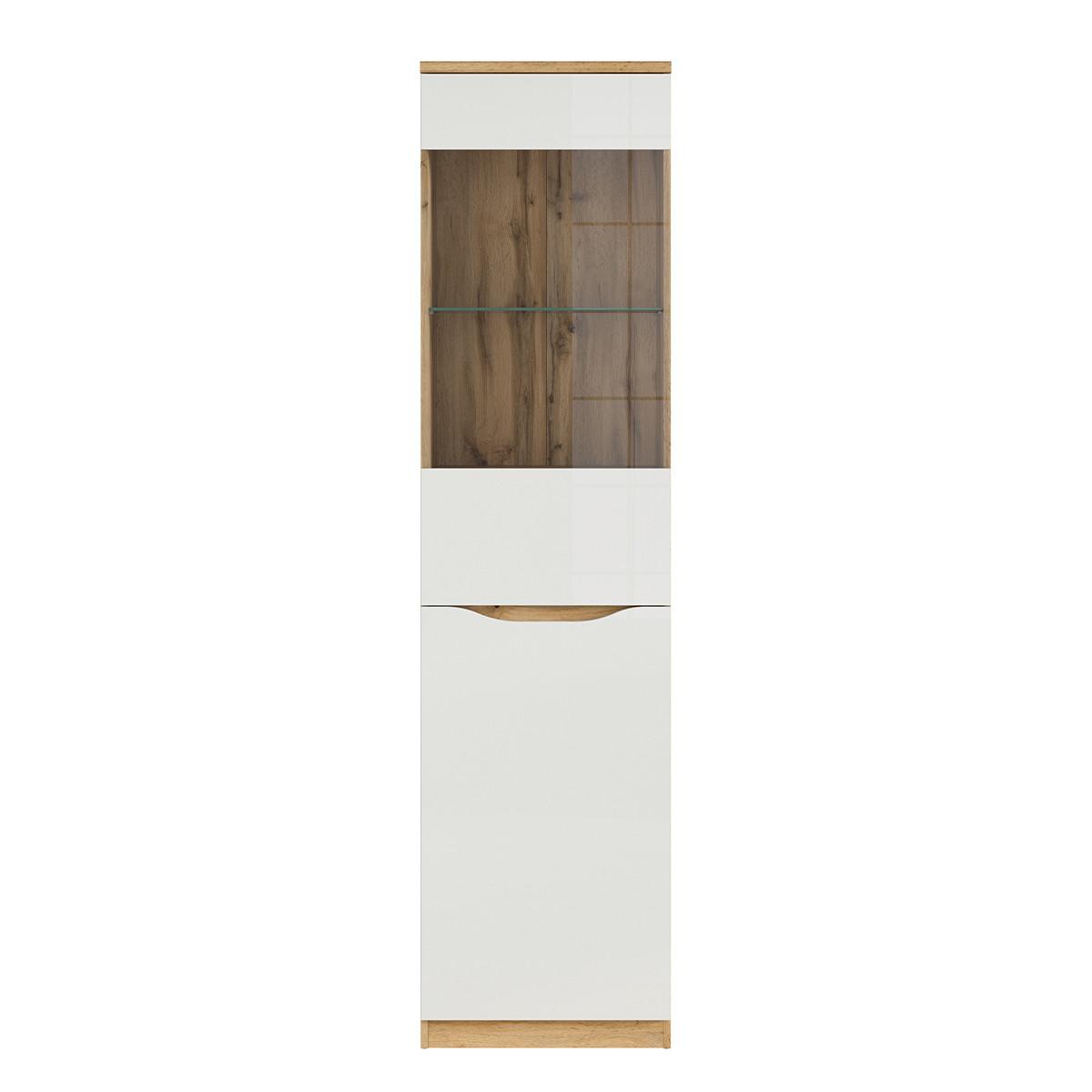 VITRINE June Weiß und Holz - Weiß, Holzwerkstoff (50/198/40cm) - Petits-meubles