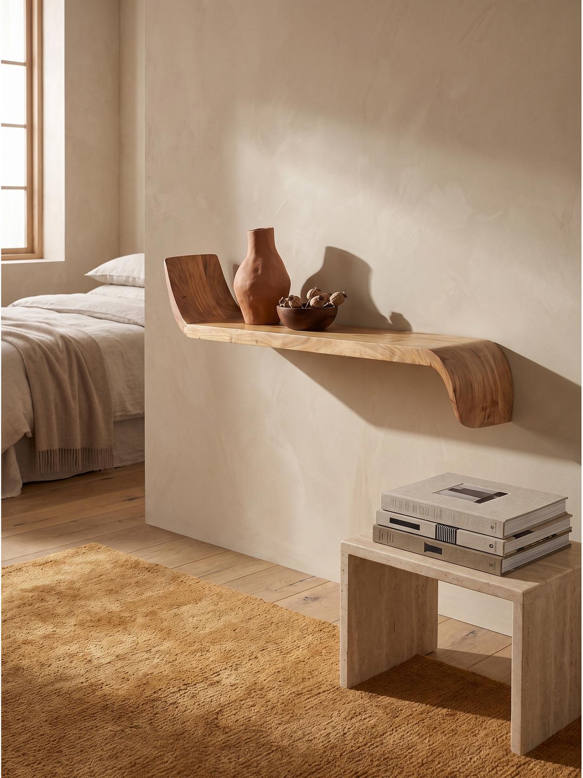 WANDREGAL ARBOGA, Mango Massivholz, handgefertigt, 60 x 20 x 36 cm - Braun, Holz (60/36/20cm) - KADIMA DESIGN