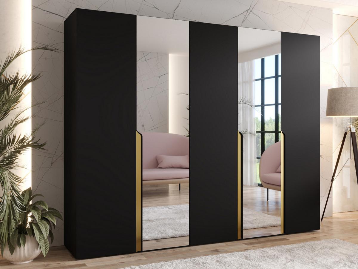 DREHTÜRENSCHRANK Mila II 250 - Goldfarben/Schwarz, Holzwerkstoff/Kunststoff (250/202/52cm) - MIRJAN24