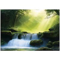 FOTOTAPETE 3D Effekt Wasserfall Wald Wohnzimmer 250x175 - Multicolor, Papier (250/175cm) - Wallarena
