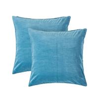 KISSENHÜLLEN 2er-Set Baumwollsamt blau 40/40 cm - Blau, Textil (40/40cm) - Homescapes