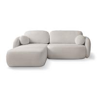 ECKSOFA AMICO L-S Hellgrau Geflochtener Stoff mit Schlaffunktion - Hellgrau, Holz (248/174cm) - MASSENO
