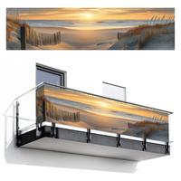 BALKON-SICHTSCHUTZ Strand - Dünen - Sonnenuntergang Deko XXL 500x120 cm - Sandfarben, Kunststoff (500/120cm) - MuchoWow