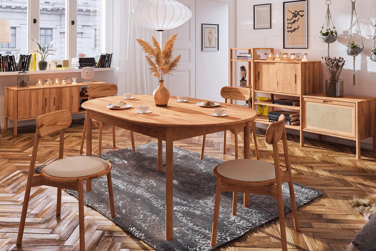 TISCH OVAL INA Kernbuche - Creme, Holz (140/90/77cm) - byoak