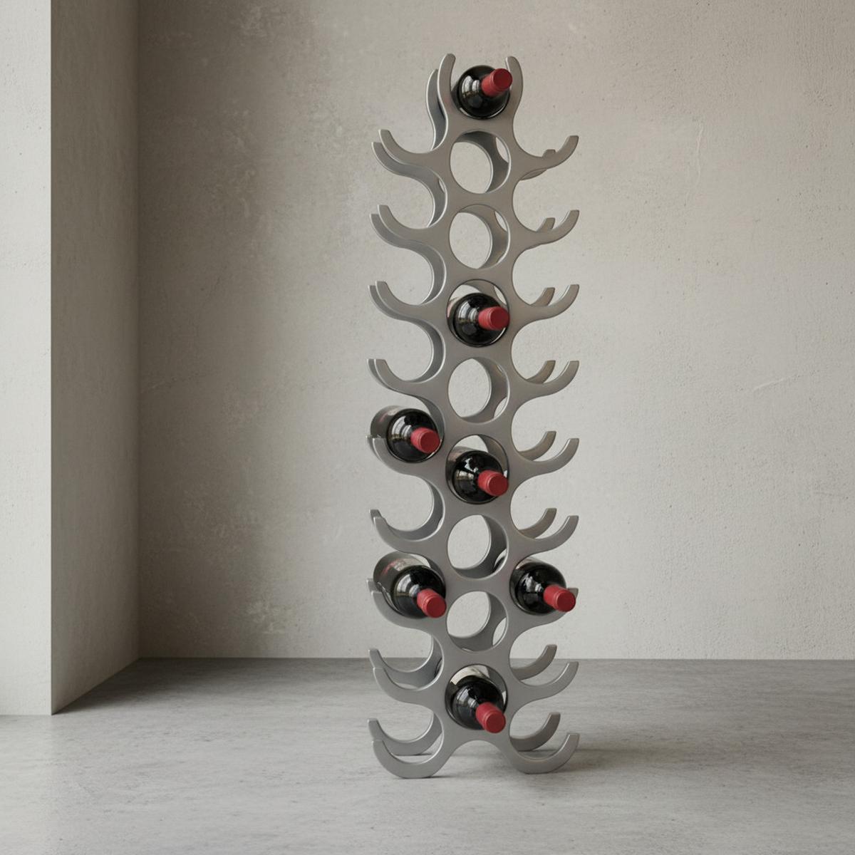 WEINREGAL Aluminium Modern Stil für 27 Flaschen stehend schmal 31x98x14cm - Silberfarben, Metall (31/98/14cm) - KADIMA DESIGN
