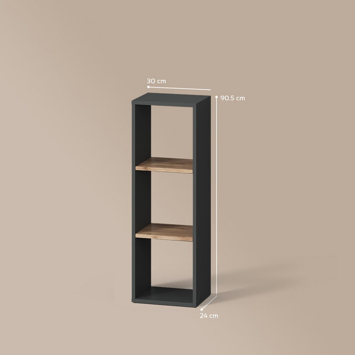 AUFBEWAHRUNGSREGAL Ortello Anthrazit/Goldkraft Eiche 30 x 90.5 cm - Honigeiche/Anthrazit, Holzwerkstoff (30/90.5/24cm) - Livinity®