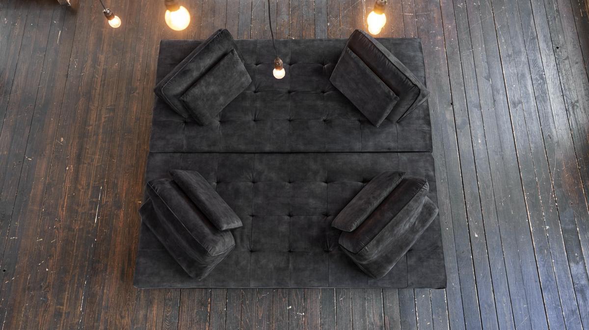 ECKSOFA WIOLO Anthrazit Velvet - Anthrazit/Silberfarben, Textil/Metall (350/240cm) - KAWOLA
