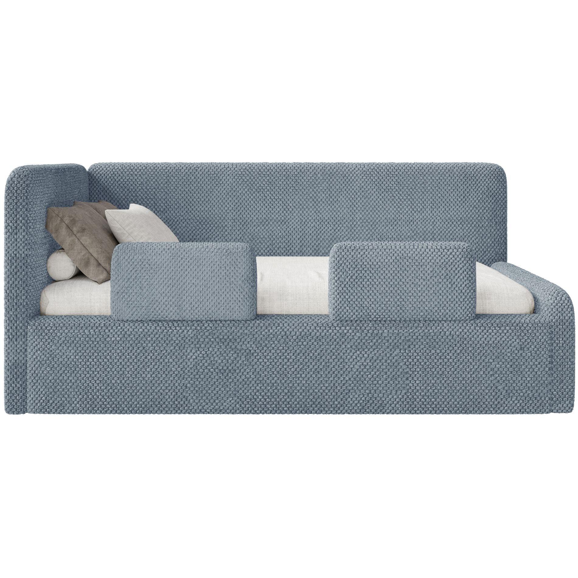 KINDERBETT Fanko Plüsch Blau 90x200 cm - Blau/Schwarz, Kunststoff/Textil (90/200cm) - Selsey