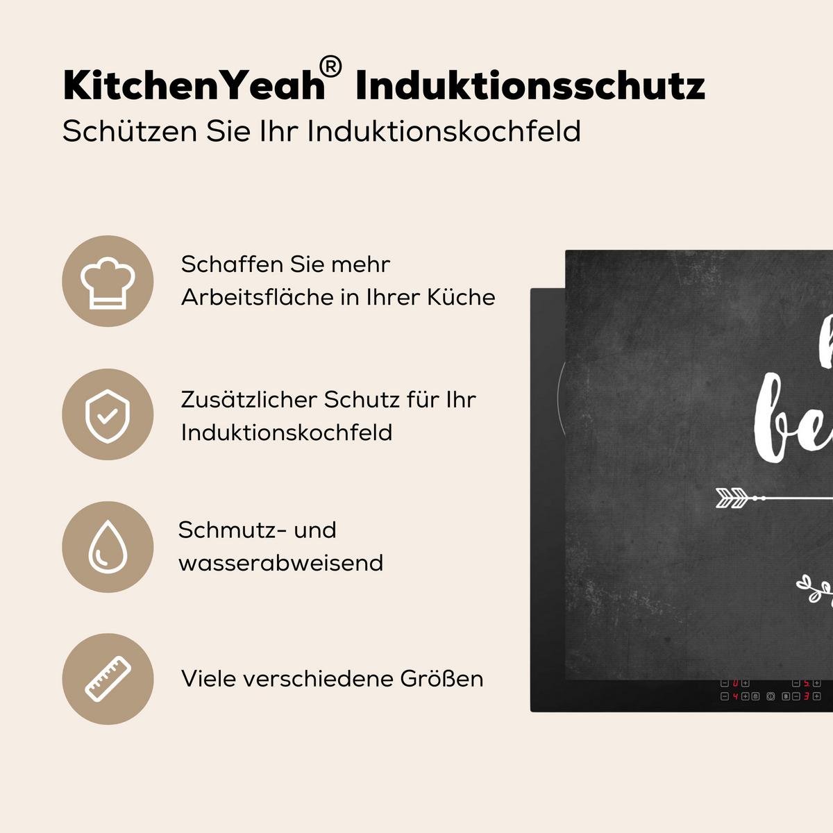 HERDABDECKPLATTE Zitat - Einen schönen Tag - Grau - Weiß Ceranfeldabdeckung 85x52 cm - Anthrazit, Kunststoff (85/52/0.2cm) - MuchoWow