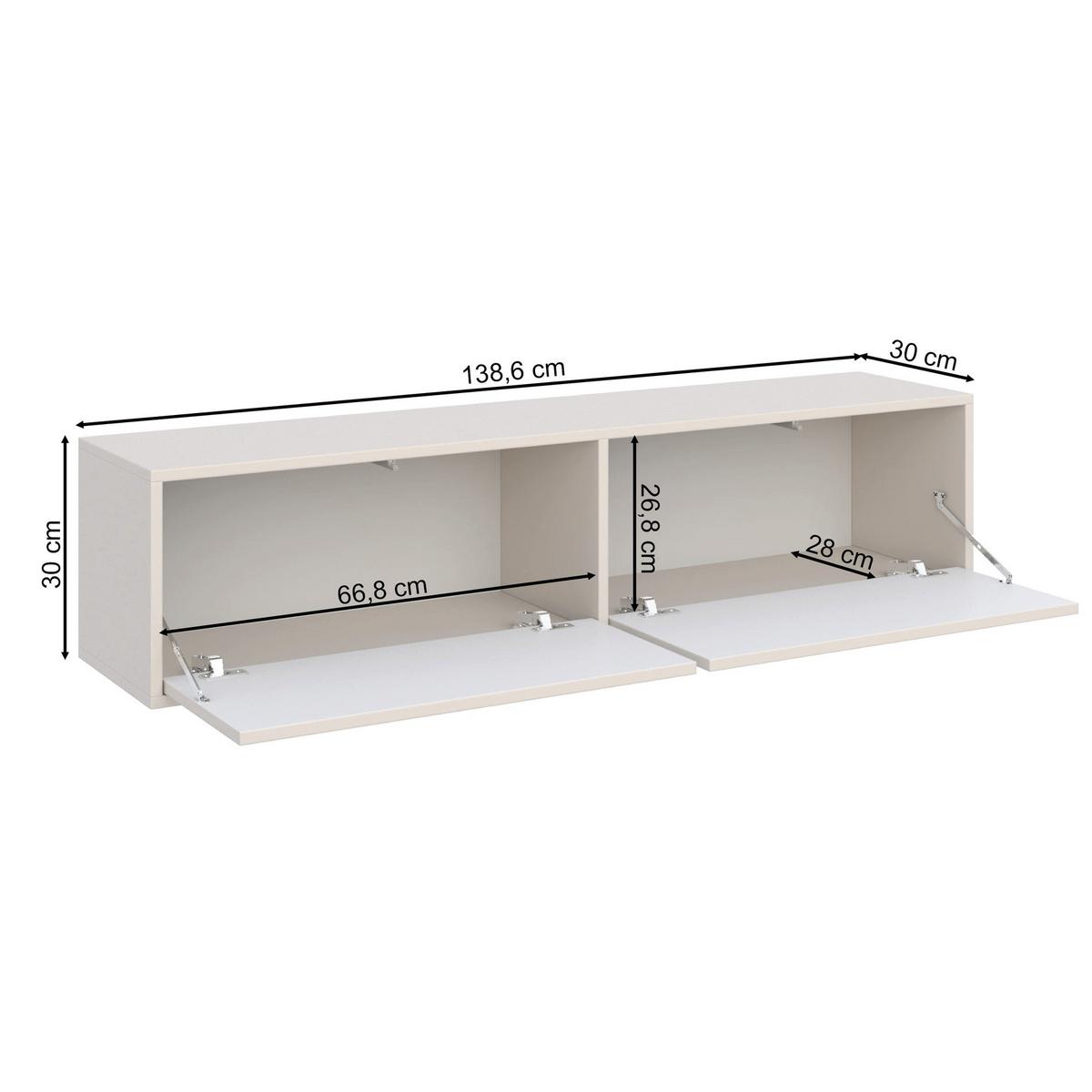 TV-HÄNGEBOARD Velveto 2-türig, Weiß, 140 cm - Weiß, Holzwerkstoff (140/30/30cm) - Selsey