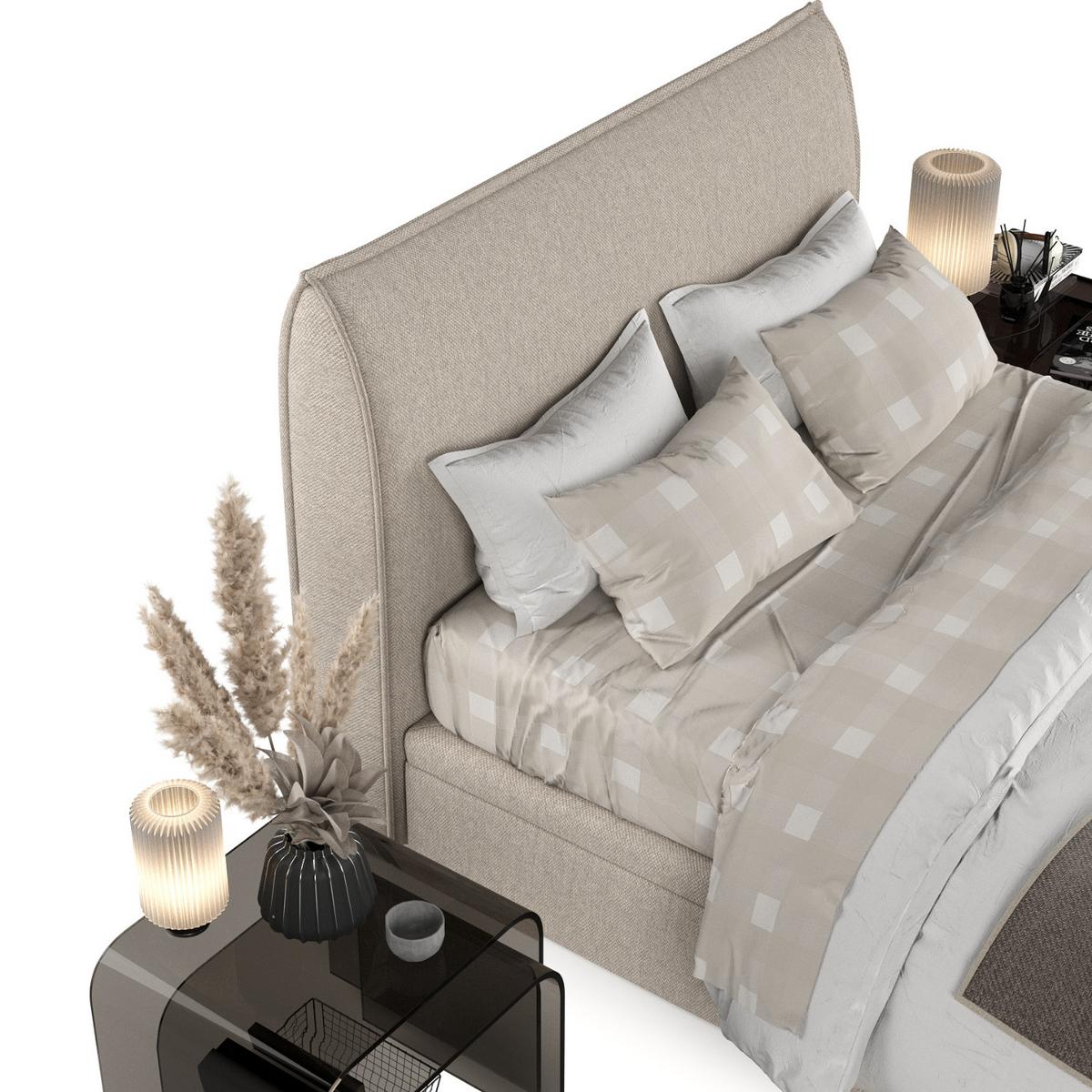 POLSTERBETT Tuvalu mit Stauraum 140/200 cm Hellbeige im Megan Stoff - Beige/Schwarz, Holz/Holzwerkstoff (140/200cm) - AltaBeds