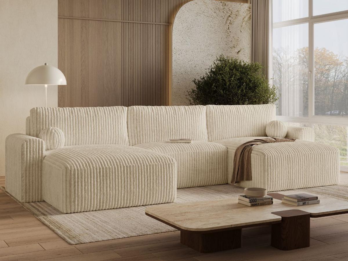 ECKSOFA U Aurora Beige - Beige, Holz/Textil (369/145cm) - Graingold