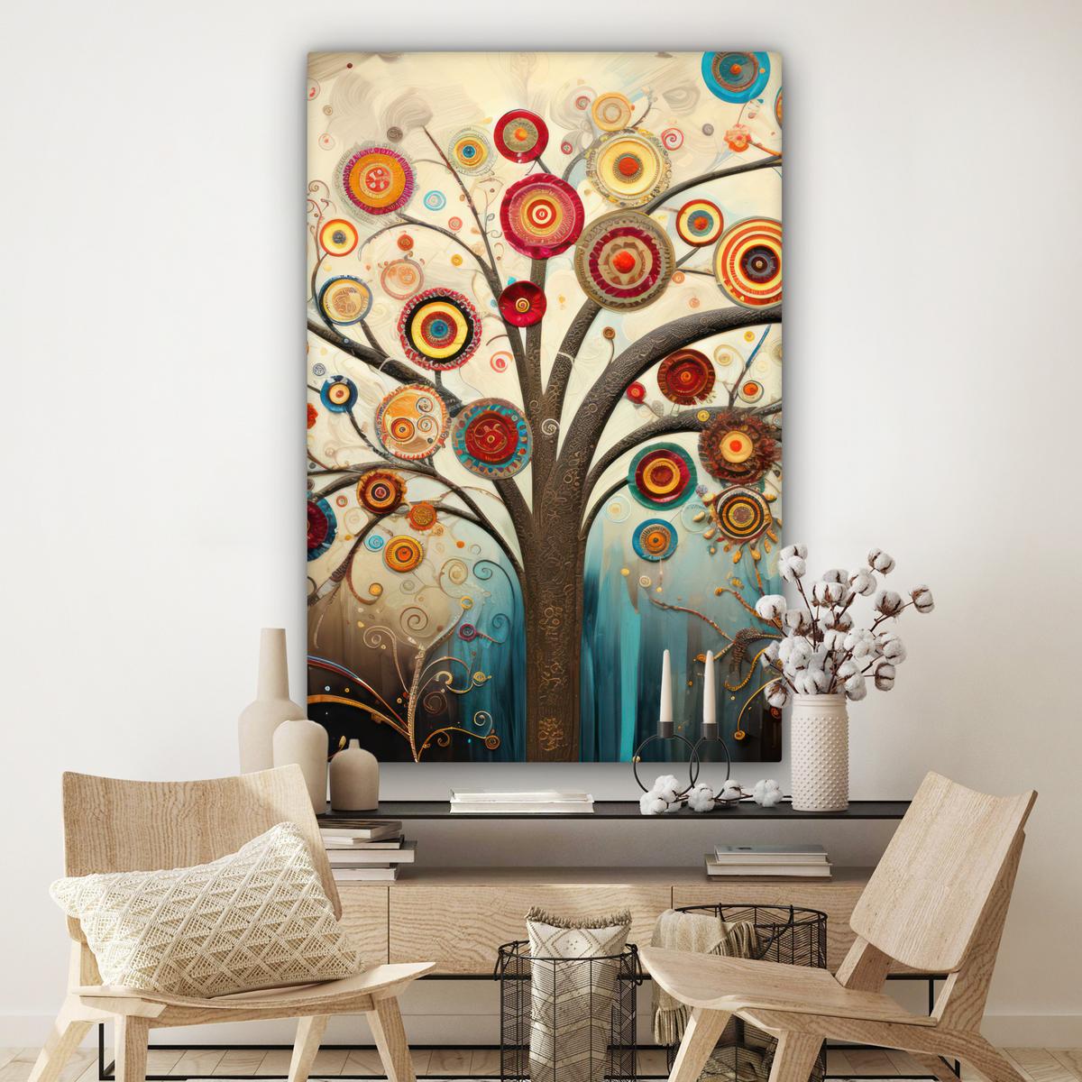 LEINWANDBILD Baum - Baum des Lebens - Farbe Deko Groß 90x140 cm - Braun, Textil (90/140cm) - MuchoWow