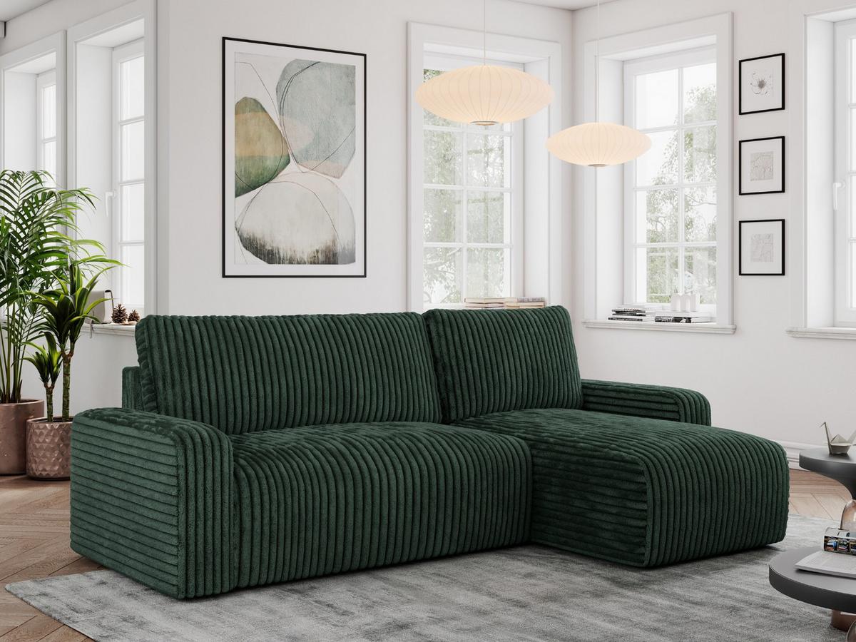 ECKSOFA ARGOS Grün Cord - Schwarz/Grün, Kunststoff/Textil (245/150cm) - MKS