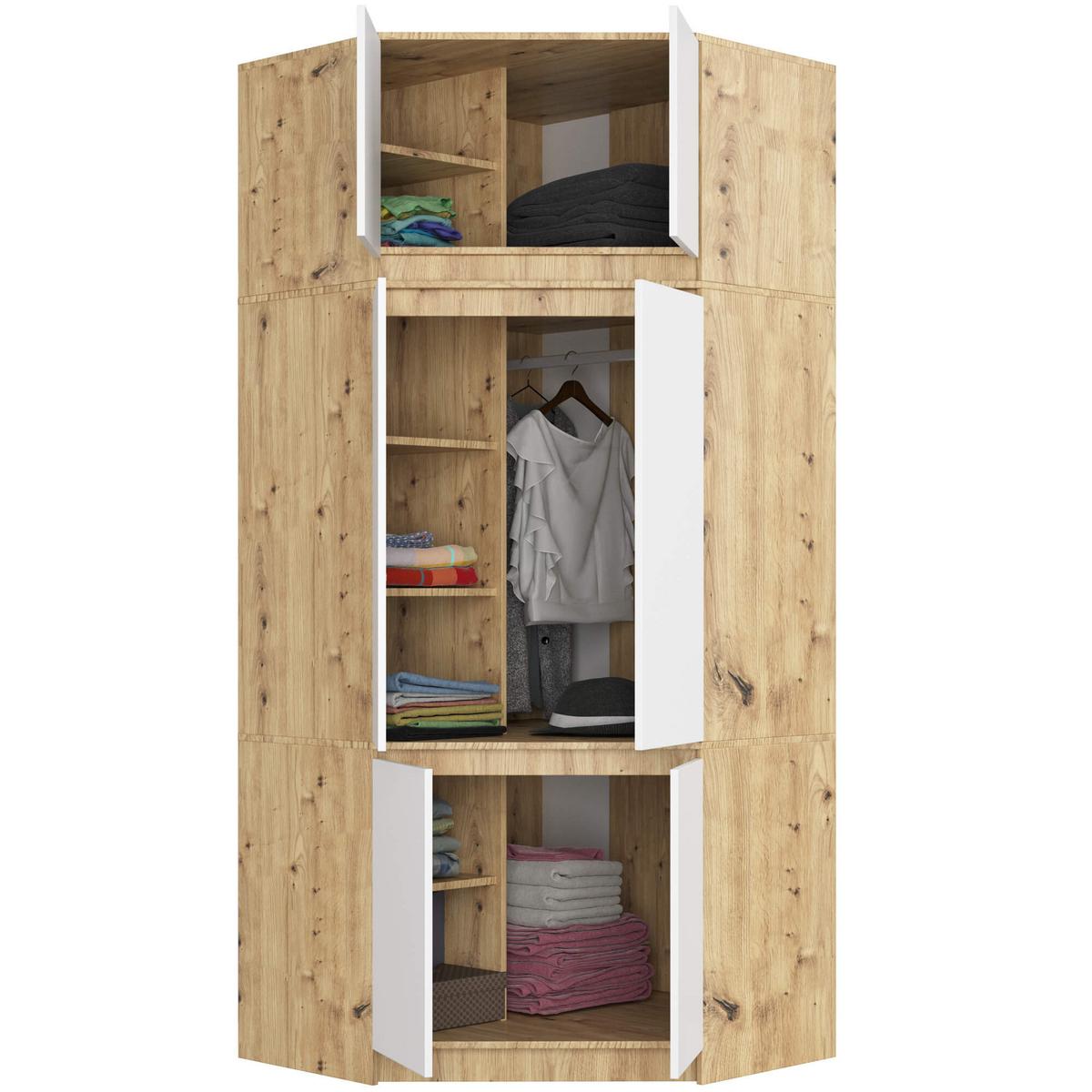 KLEIDERSCHRANK Eiche Artisan, Weiß 235/100/50 - Eiche Artisan/Weiß, Holzwerkstoff (100/235/50cm) - RAUMHIRSCH FURNITURE