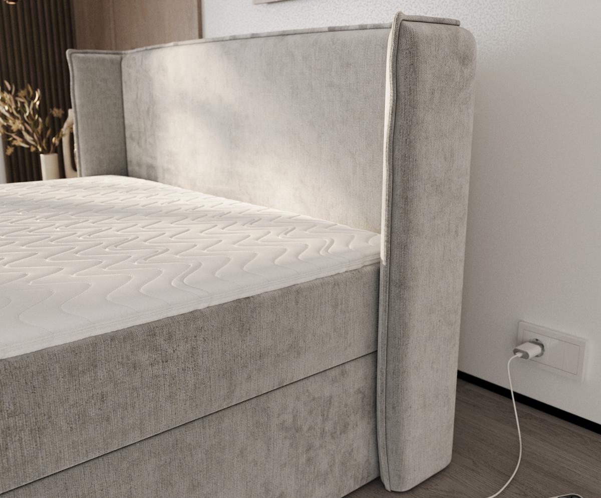 BOXBETT Viva 140/200 cm Hellgrau im Lotta Stoff - Hellgrau/Schwarz, Holz/Holzwerkstoff (140/200cm) - AltaBeds
