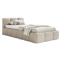 POLSTERBETT Cloudy Low Hellbeige Bouclé, Bettkasten & Lattenrost, 90x200 cm - Ecru/Schwarz, Kunststoff/Textil (90/200cm) - Selsey