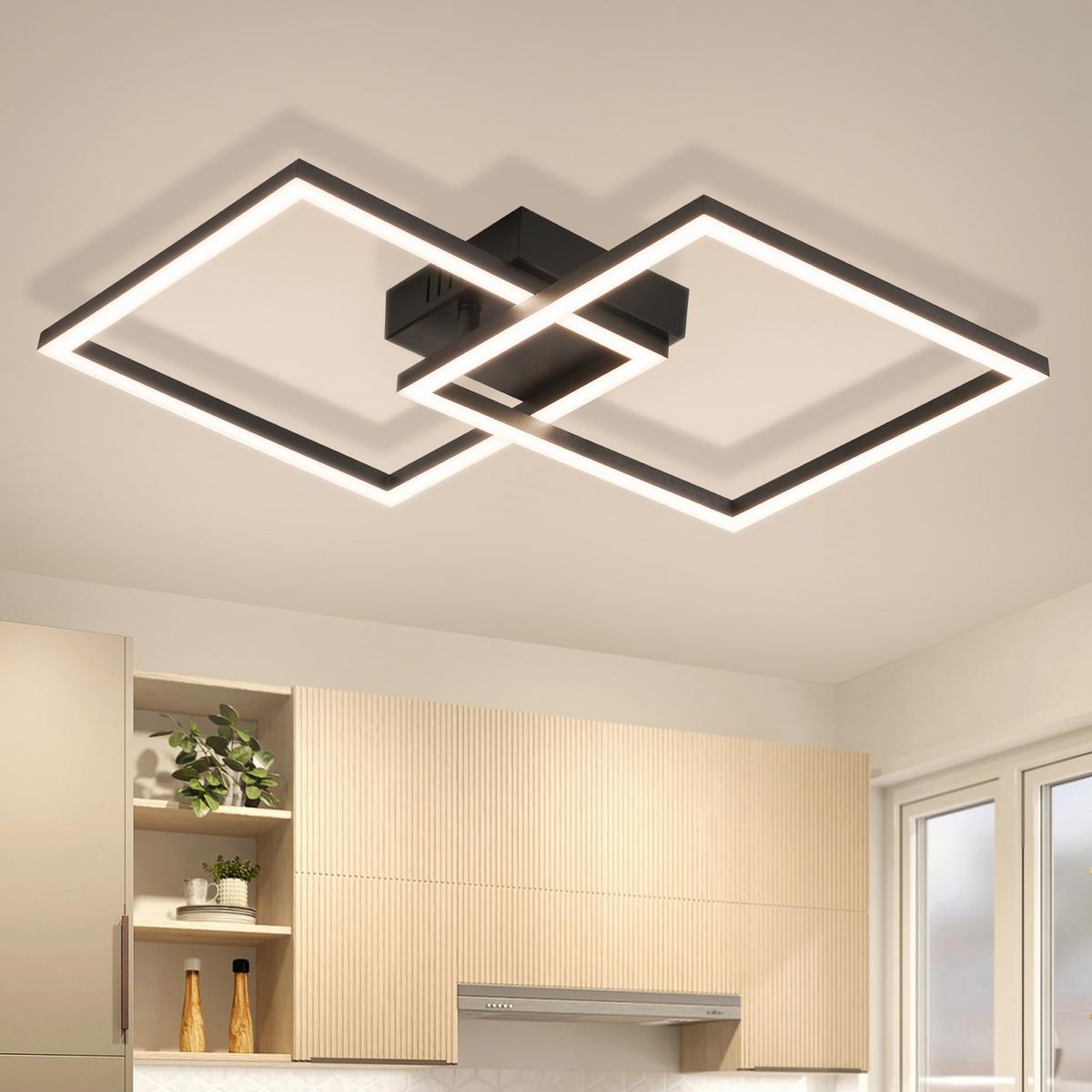 LED DECKENLEUCHTE Delwynne 39.5/39.5/6.7 cm - Schwarz, Kunststoff (39.5/39.5/6.7cm) - ZMH