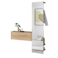 GARDEROBEN-SET 2-teilig Evoke Eiche, grau 150 cm, Garderobenkombination mit Spiegel - Eichefarben/Grau, Glas/Holzwerkstoff (150/200/30cm) - Furn.Design