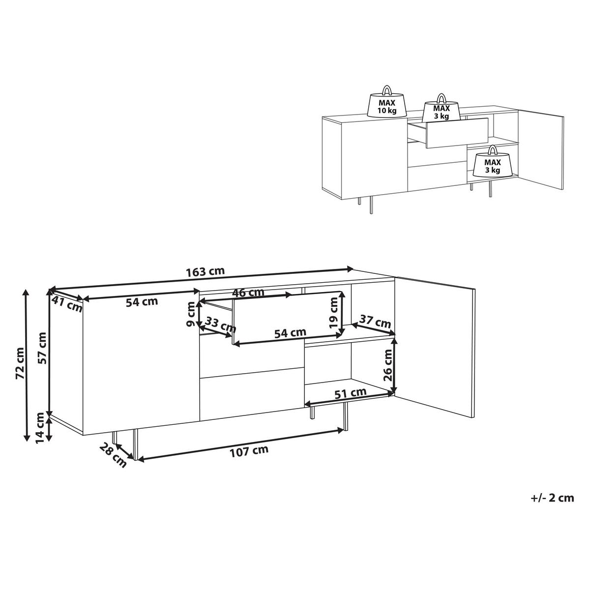 SIDEBOARD mit 2 Türen Hellbraun Kenora - Braun, Holzwerkstoff (163/72/41cm) - Beliani